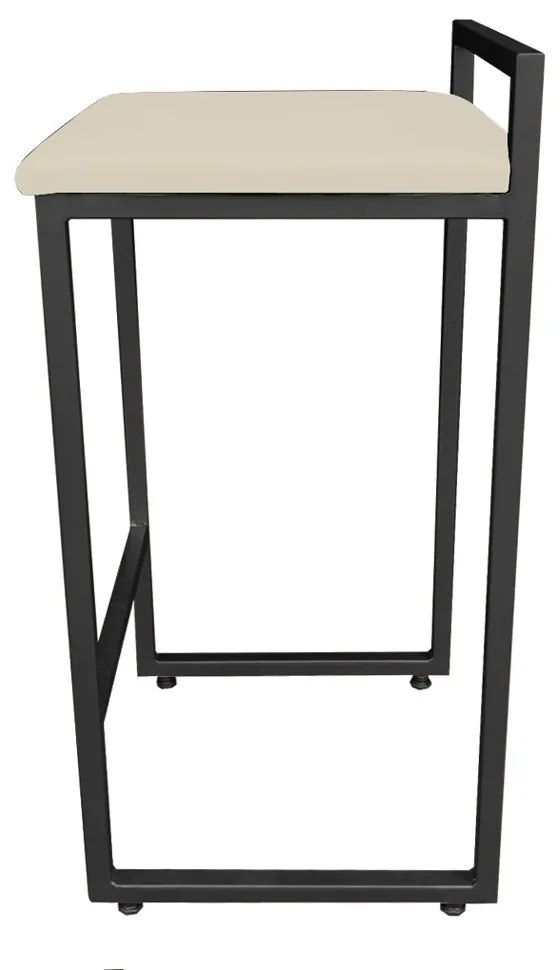 BANQUETA PIETRA SUEDE BEGE  BASE PRETO D