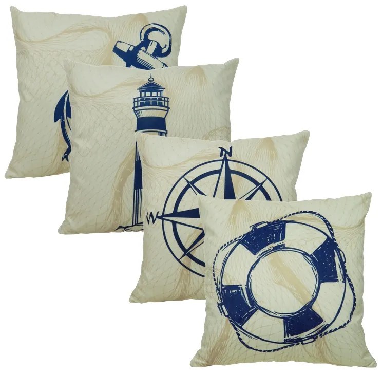 Almofada Marine Tons Amarelo com Azul 45x45cm