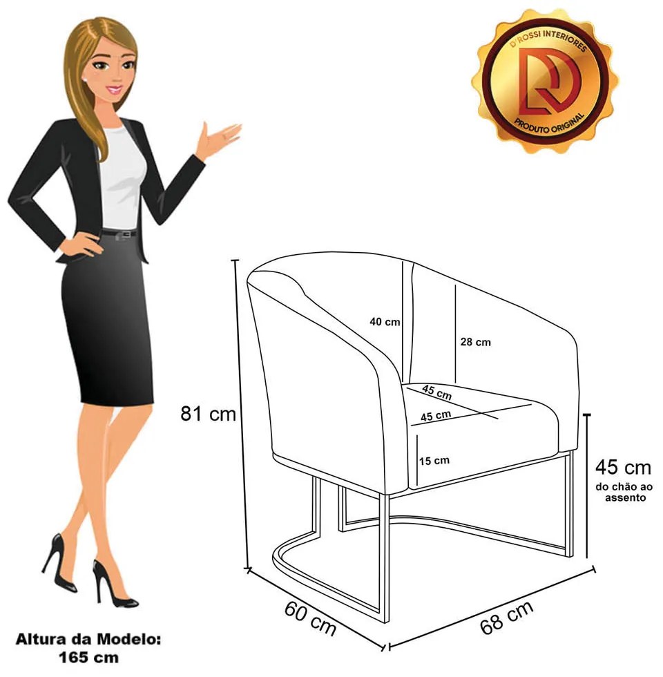 Namoradeira 2 Poltronas Industrial Dourado Stella Pto/Linho Cinza D03 - D'Rossi