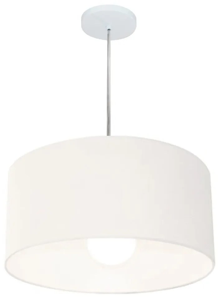 Lustre Pendente Cilíndrico Md-4204 Cúpula em Tecido 45x25cm Branco - Bivolt