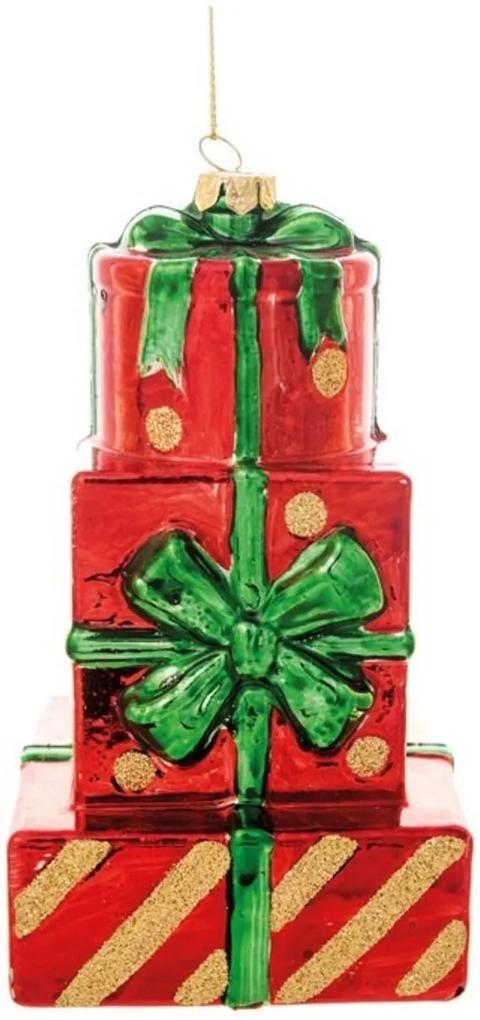 Caixa De  Presente Natal P/Pendurar Árvore 13Cm Vermelho