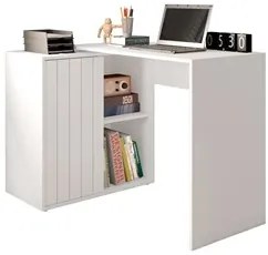 Mesa para Escritório Home Office 1 Porta Ripada Tech Branco Fosco - Ca