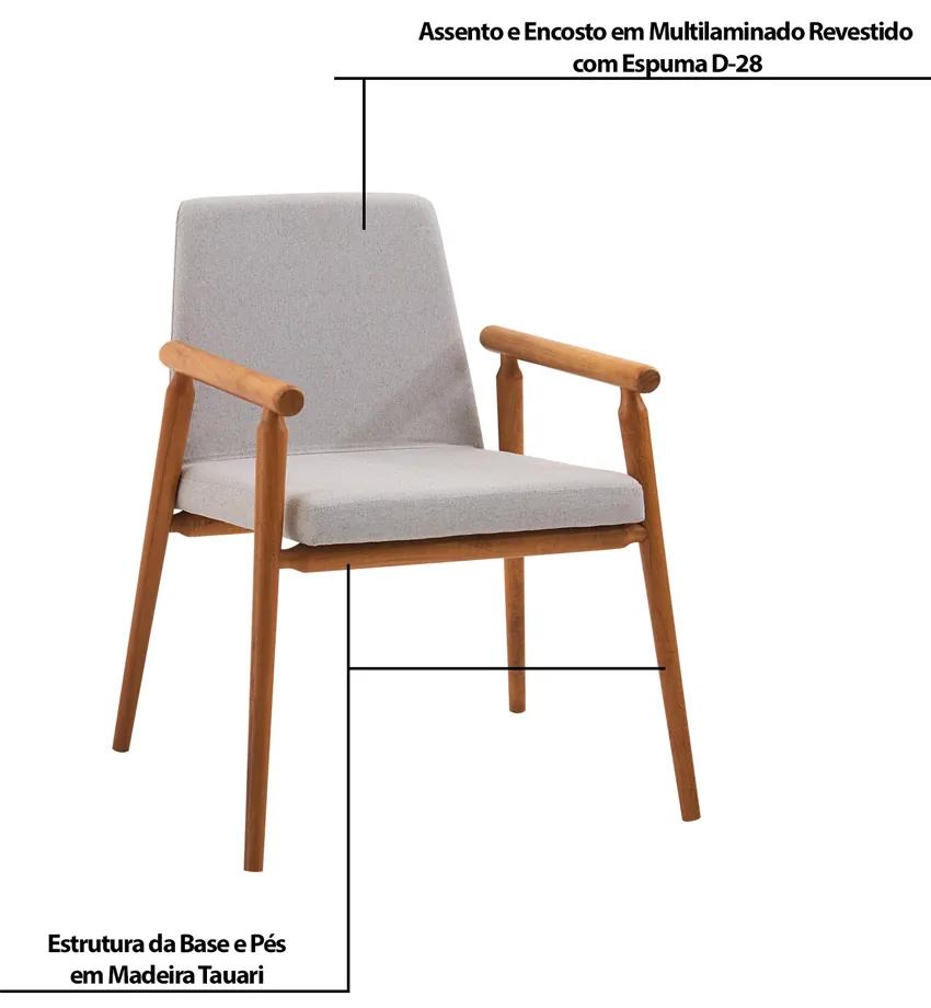 Kit 2 Cadeiras Decorativa Sala de Jantar Sidnei Linho Cinza G17 - Gran Belo