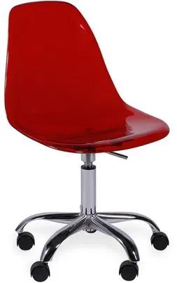 Cadeira Decorativa com Rodízios, Vermelho Brilho, Eames
