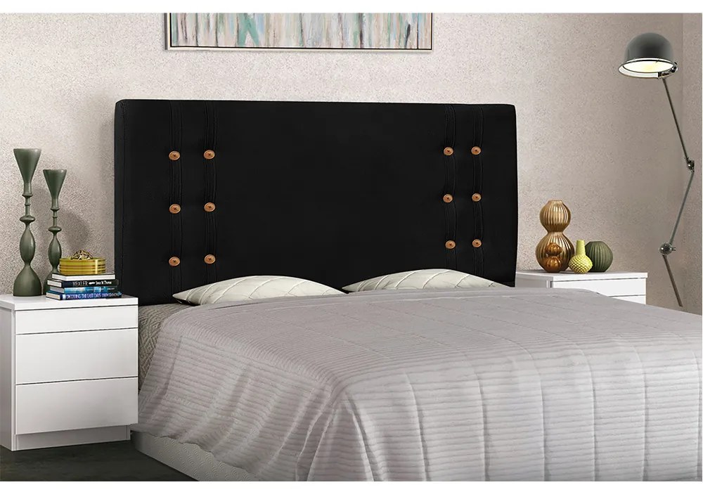 Cabeceira Gênova Para Cama Box King 195 cm Suede Preto - D'Rossi