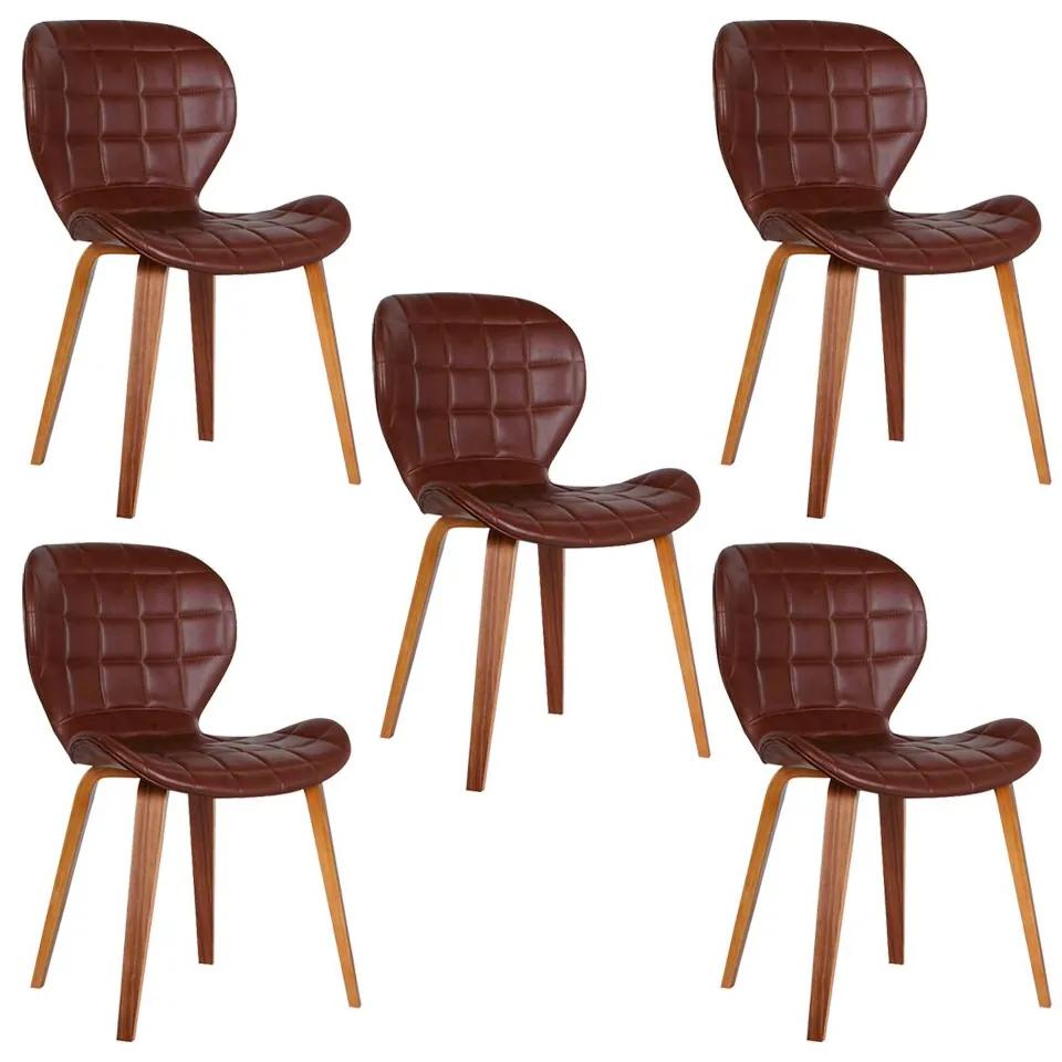 Kit 5 Cadeiras Decorativas de Escritório Recepção GranClass PU Sintético Marrom  - Gran Belo