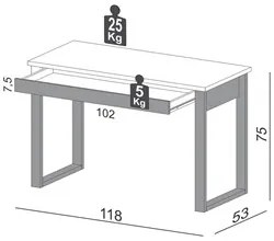 Mesa Escritório Estilo Industrial 1 Gaveta F24 Freijó/Preto Fosco - Pr