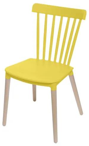 Cadeira Jana Polipropileno cor Amarela  Base Madeira - 53758 Sun House