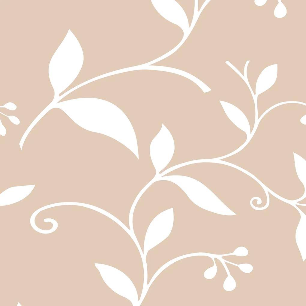 Papel de Parede Floral Bege e Branco 0.52m x 3.00m