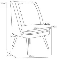 Kit 2 Poltronas Decorativas Pés Palito Madeira Pérsia C-261 Veludo Mar