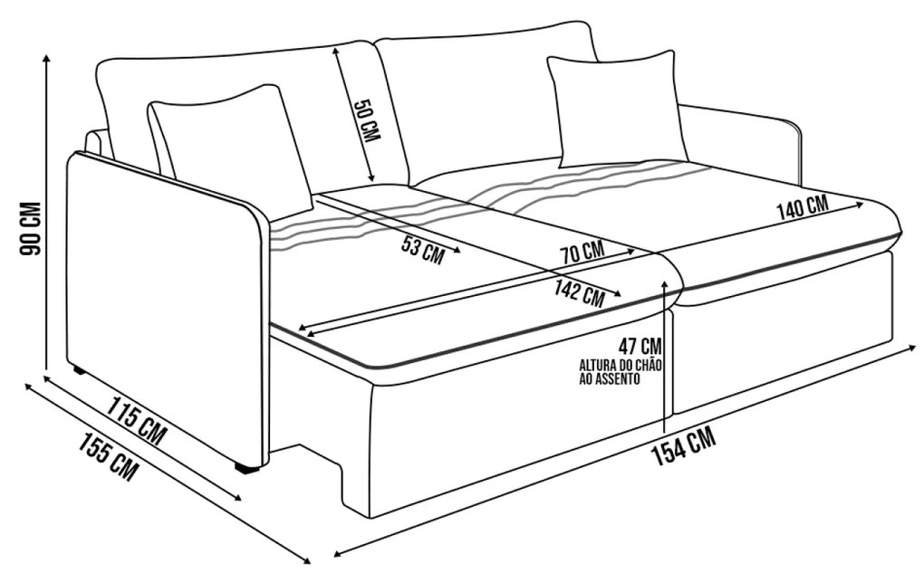 Sofá Retrátil Reclinável 2 Lugares 154cm Maili Bouclê K01 - D'Rossi - Creme