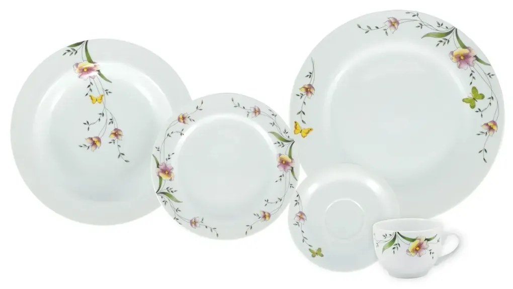 Aparelho Jantar E Chá 30 Peças Porcelana Real - Dec. Carmem 2344