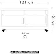 Rack Bancada de TV 50 Pol 121cm Rute Z10 Off/Cinamomo - Mpozenato