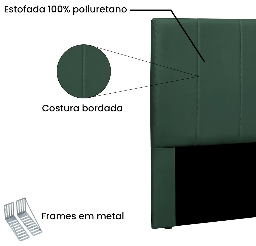 Cabeceira Cama Box Casal 140 cm Arizona Veludo Verde S04 - D'Rossi