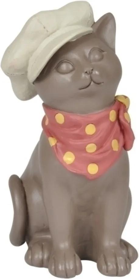 escultura gato BONIE resina bege 12,5cm Ilunato QC0445