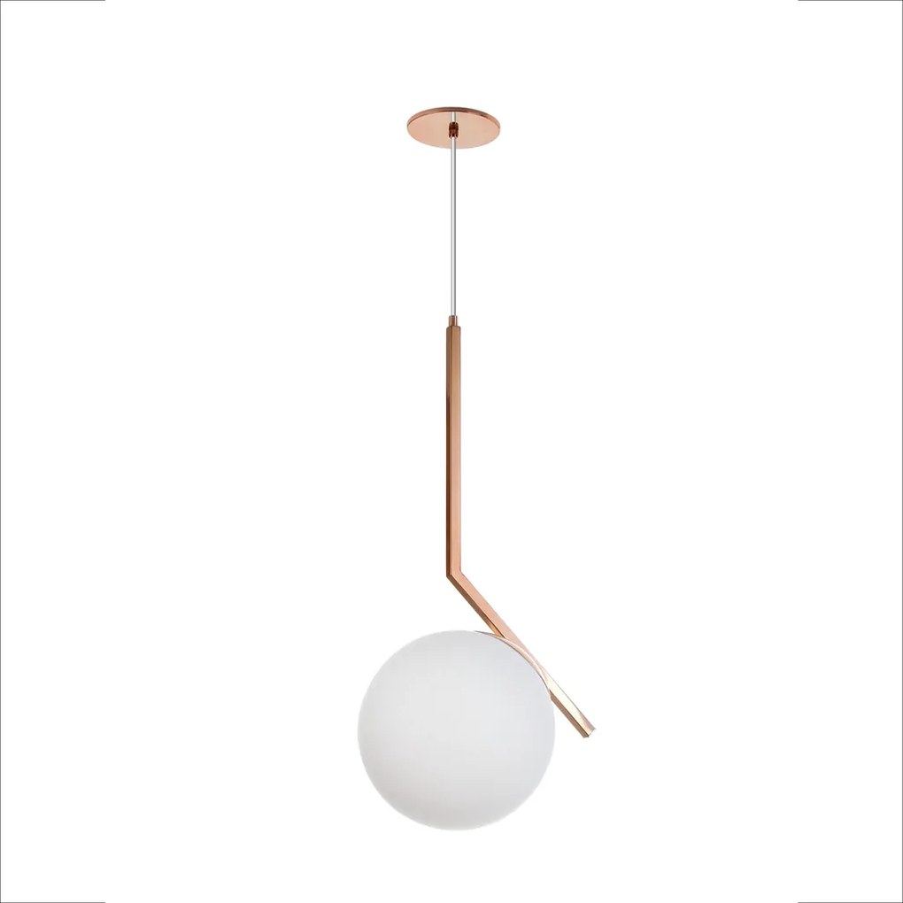 Pendente Globo Fosco 33X25X66Cm 1 X E27 Metal E Globo Ø25Cm | Old Arti... (CAFÉ)