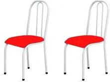 Kit 2 Cadeiras Baixas 0.104 Anatômica Branco/Vermelho - Marcheli