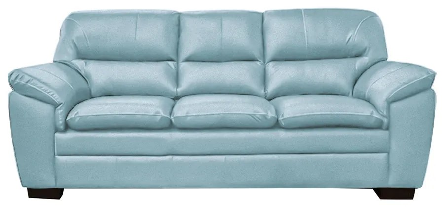 Sofá Decorativo Jason 3 Lugares 208cm Sala de Estar Pés em Eucalipto Couro Azul Celeste G40 - Gran Belo