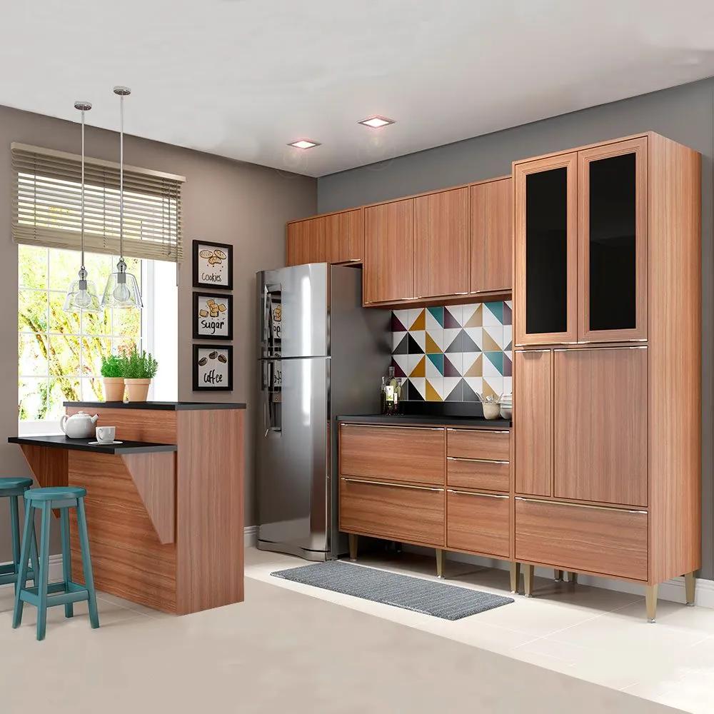 Cozinha Compacta Calábria com Tampo 12 Portas Nogueira - Multimóveis