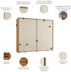 Guarda Roupa Casal 278cm 2 Portas 4 Espelhos Mya Off/Cinamomo Z10 - Mp
