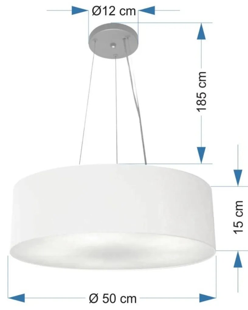 Lustre Pendente Cilíndrico Md-4134 Cúpula em Tecido 50x15cm Branco - Bivolt