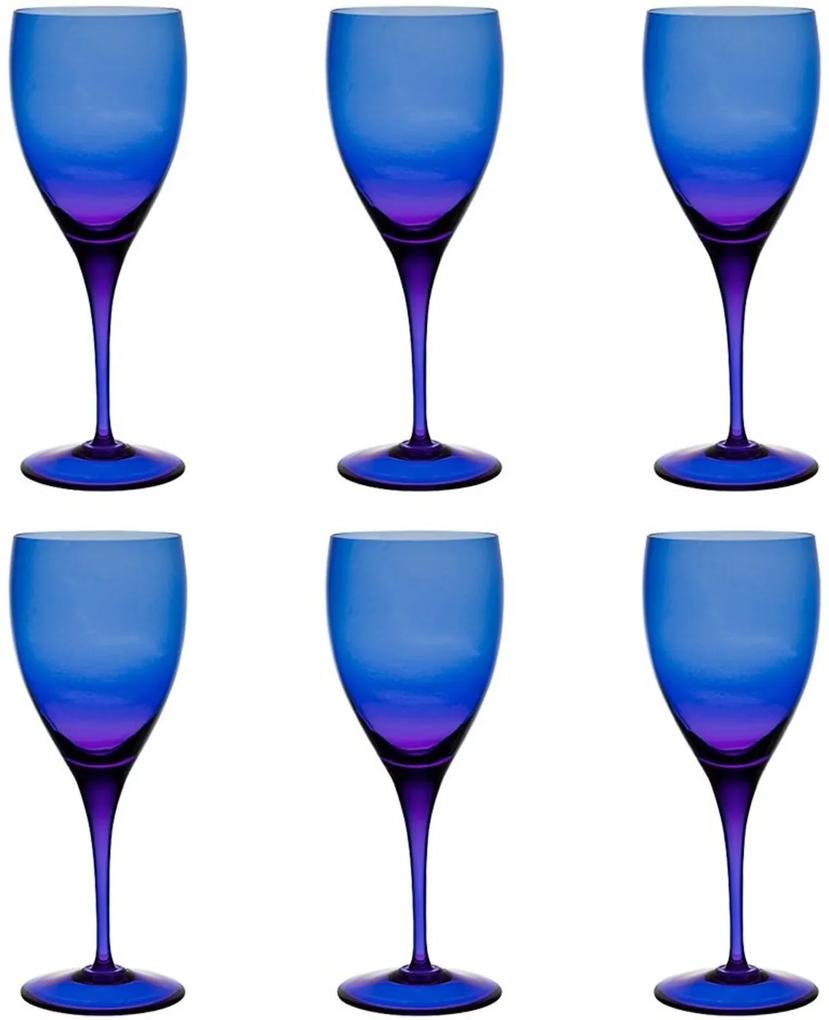 Jogo de 6 Taças Coloridas De Cristal Água 470ml Azul Escuro