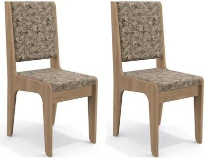 Kit 2 Cadeiras CAD103 para Sala de Jantar Nogal/Flores Marrom - Kappesberg