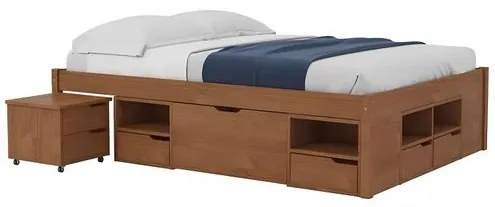 Cama Charme Casal cor Amêndoa com 4 Gavetas e 12 Nichos 199 cm - 73810 Sun House