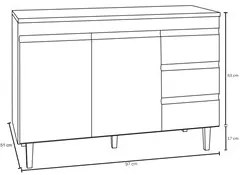 Balcão Gabinete Para Pia 100cm 2 Portas Andréia Cinza - AJL Móveis