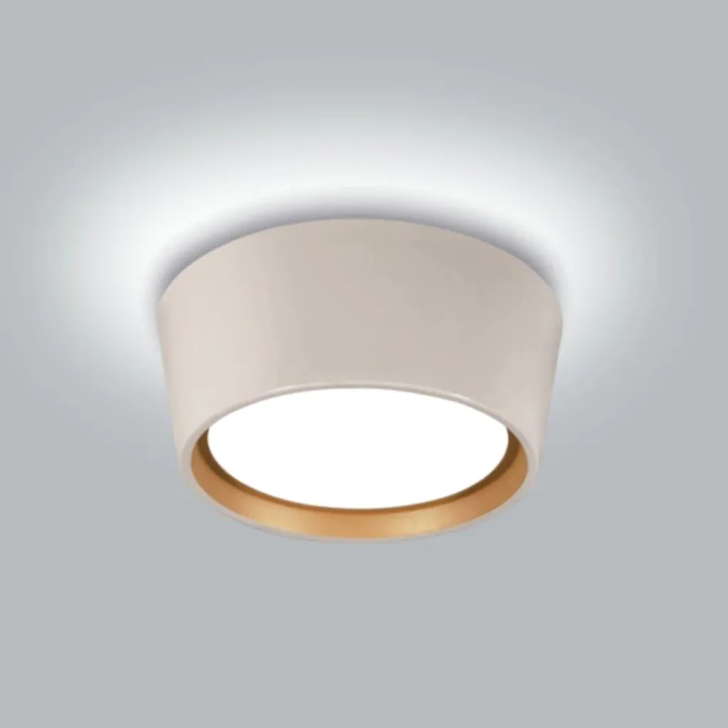 Plafon De Sobrepor Redondo Onix Ø35X14Cm 2Xe27 Aro Recuado / Metal E A... (RG-M Rosê Metálico, BT - Branco Texturizado)