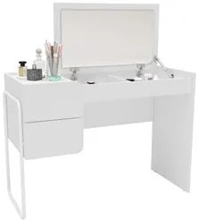 Penteadeira Com Espelho 115cm 2 Gavetas Columbia Branco - Politorno