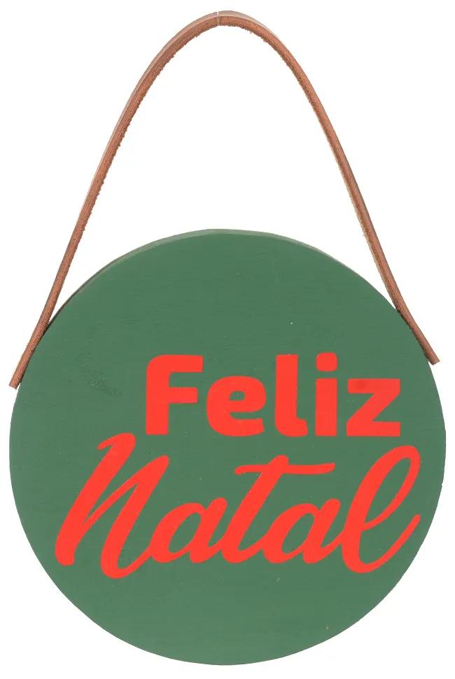Placa Decorativa Feliz Natal em Madeira Verde 25x19 cm F04 - D'Rossi