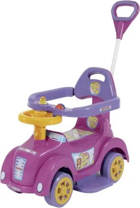 Carrinho e Andador Rosa Baby Car para Bebê com Empurrador Me