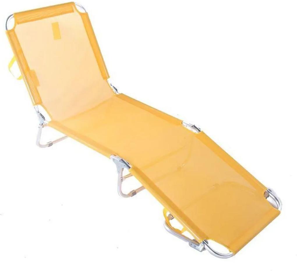 Cadeira Espreguiçadeira Textiline Aluminio C/ Catraca Amarelo Belfix