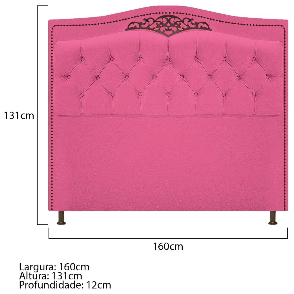 Cabeceira Estofada Yasmim 160 cm Queen Size Corano Pink - ADJ Decor
