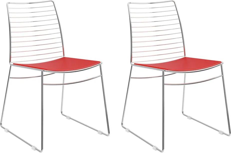 Cadeiras para Cozinha Kit 2 Cadeiras 1712 Vermelho Real/Cromado - Carraro Móveis