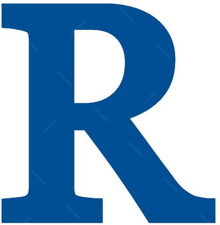 Letra R Decorativa Azul Royal em MDF - 19x18,5 cm