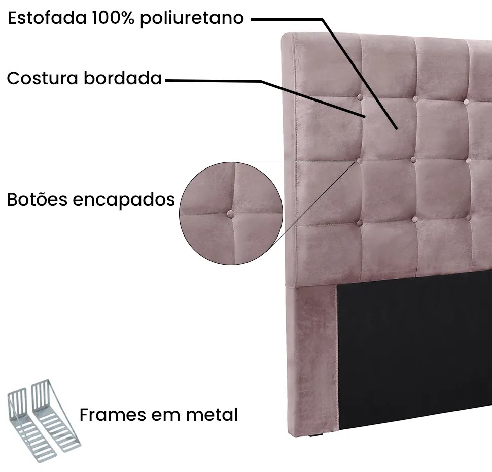 Cabeceira Cama Box Casal 140 cm Verona Veludo S04 - D'Rossi - Lilás