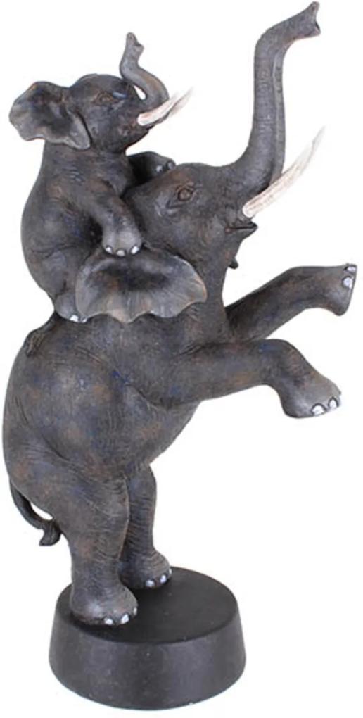 Escultura Udecor Elefante com Filho Marrom