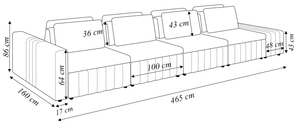 Sofá Ilha com Encosto e Almofadas Móveis Olimpo 465cm Modulado Linho/PU Bege/Marrom G45 - Gran Belo