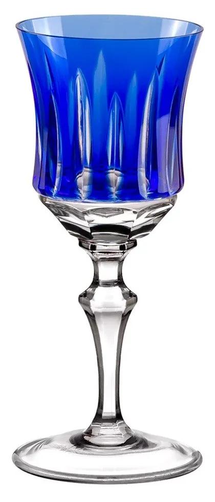 Taça de Cristal Lapidado Artesanal p/ Licor - Azul Escuro  Azul Escuro - 66