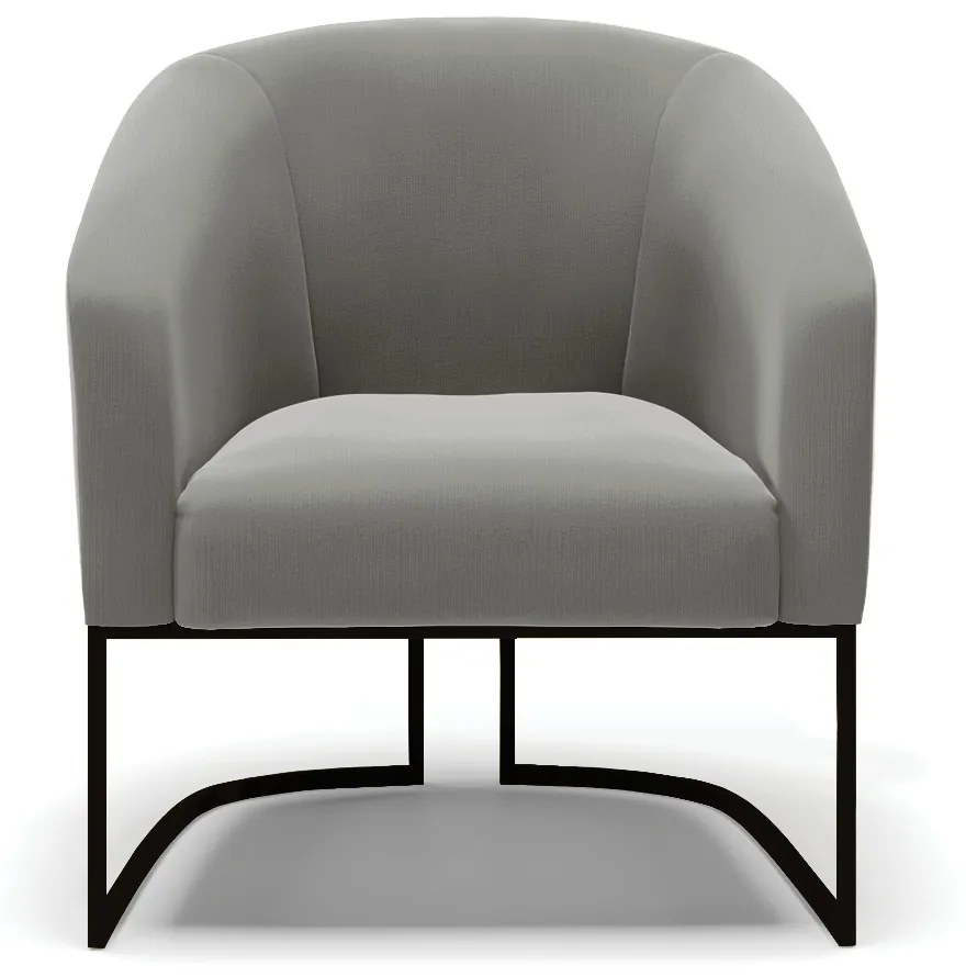 Poltrona Decorativa Industrial Preto Kit 2 Stella Suede D03 - D'Rossi - Grafite