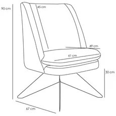 Poltrona Decorativa Base Orby Pérsia Veludo C-309 Bege - Domi