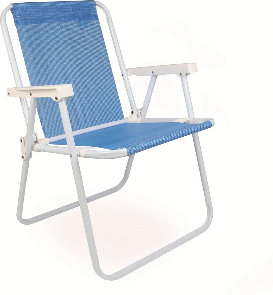 Cadeira De Praia Alta De Aço Sannet Azul 2283 Mor