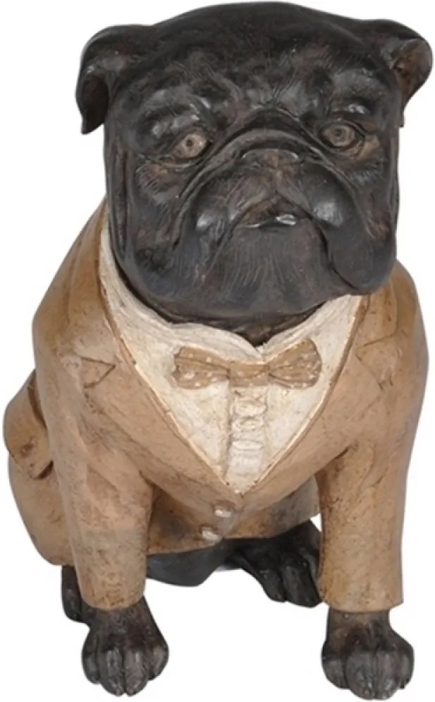 escultura cachorro BULLDOG BILL resina marrom 14,5cm Ilunato QC0296