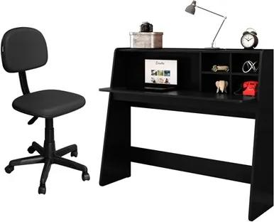 Mesa para Computador Escrivaninha Idealle e Cadeira Giratória CS-02 Preto - Mpozenato