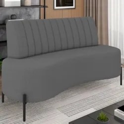 Sofá 2 Lugares 135cm Pés Aço Preto Tamar Z08 Boucle Grafite - Mpozenat