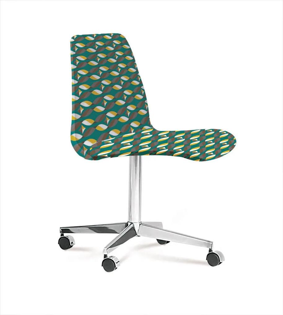Cadeira Eames Base Cromada Com Rodizio Daf Colorido Verde