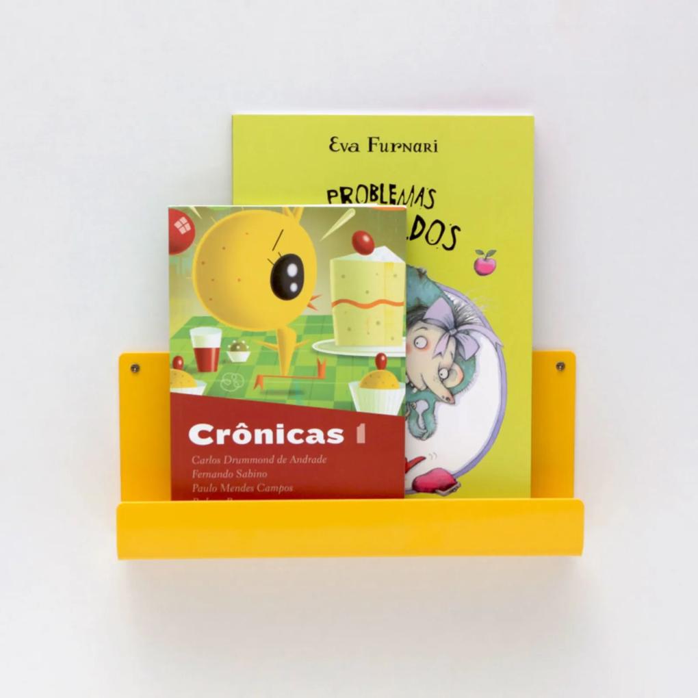 Organizador Quartinhos Porta Livros e Revisteiro de Parede Infantil Amarelo