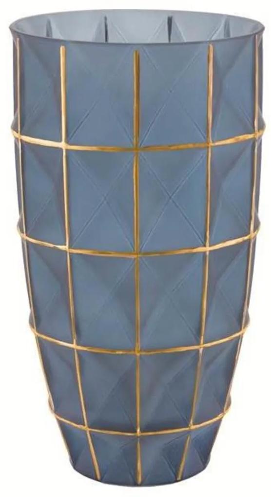 Vaso de Vidro Azul e Dourado Abidos 6291 Mart